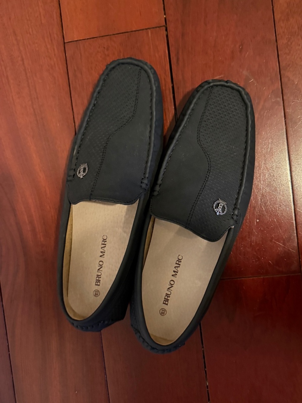 Bruno Marc Men Black Perforated Driving Loafers Slip On Moccasins 10.5